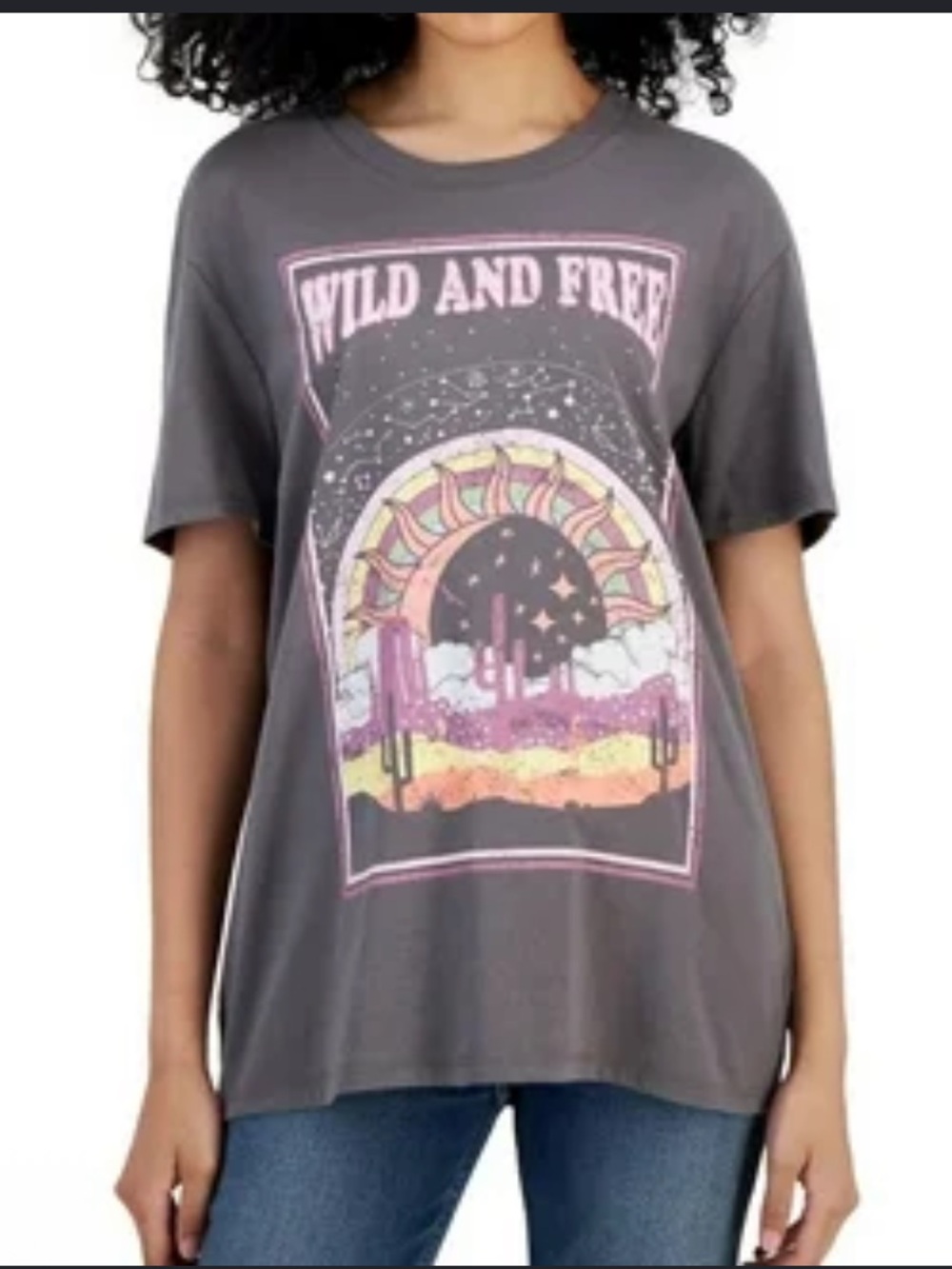 Charcoal 'Wild and Free' Desert Graphic Tee